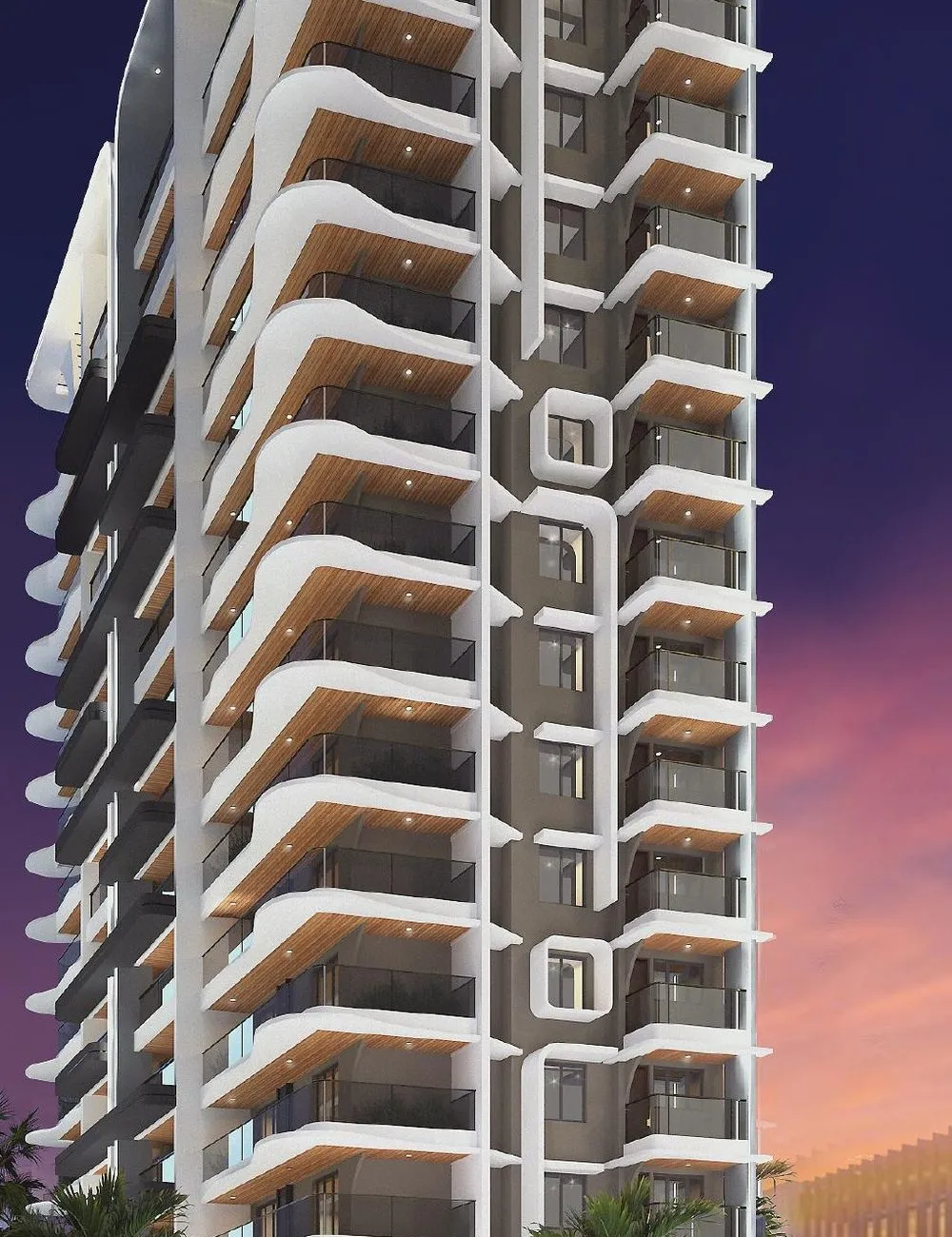Lotus Gowri Shankar tower rising above Urwa, Mangaluru at twilight