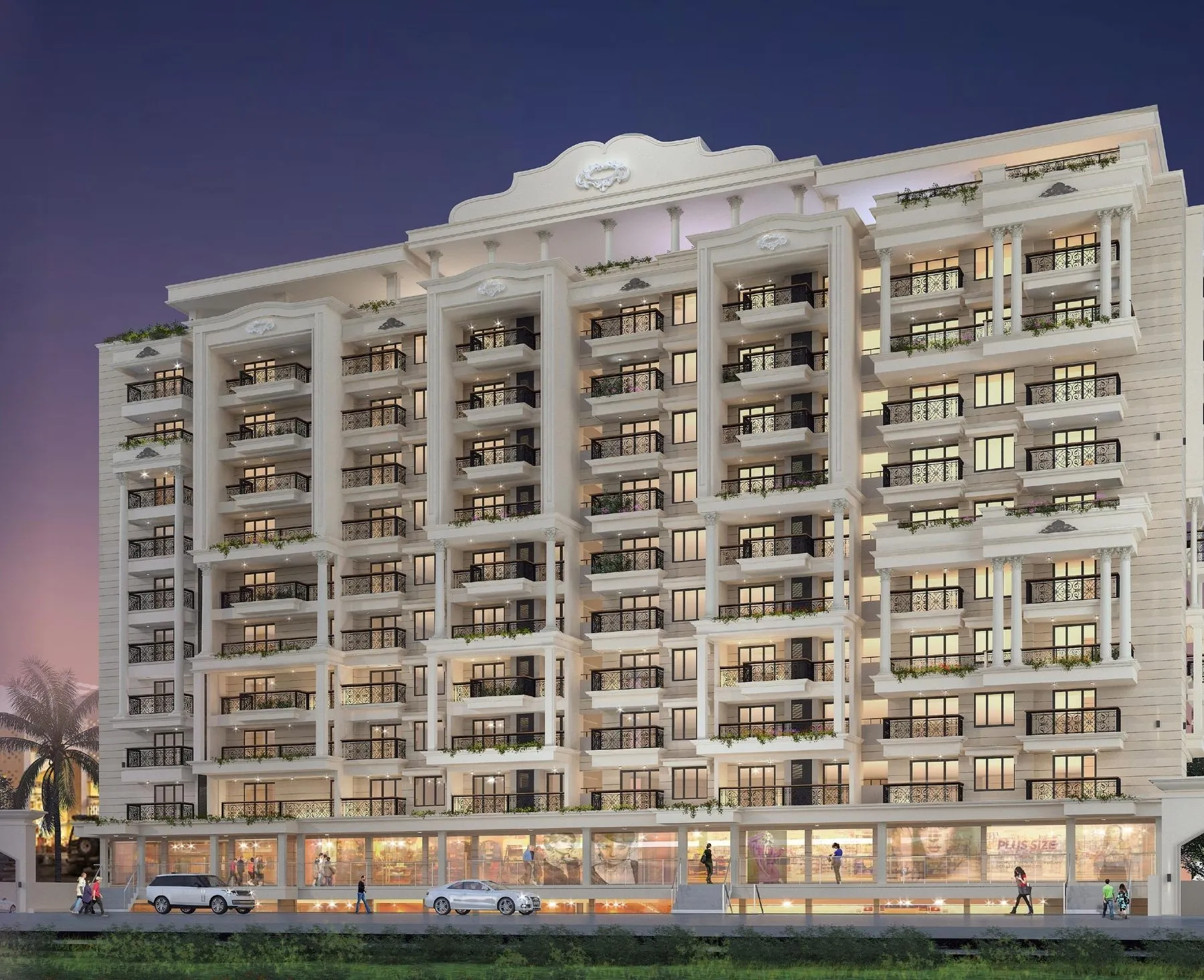 Lotus Pearl mixed-use building facade in Anegundi, Bejai, Mangaluru