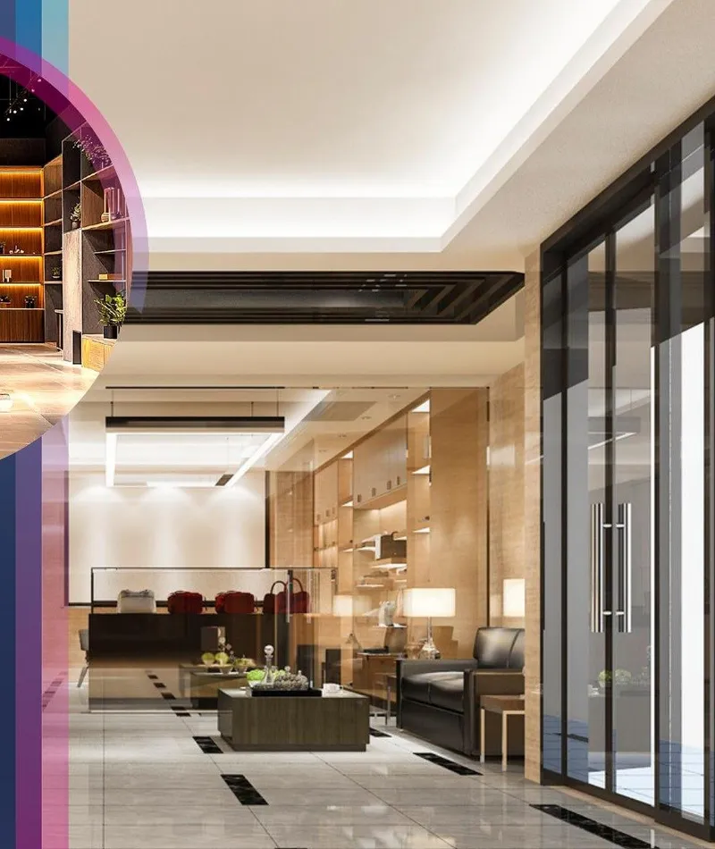 Polished stone corridor and lobby at Lotus Pearl